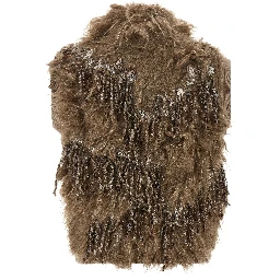 Brown Wool Sleeveless Jacket