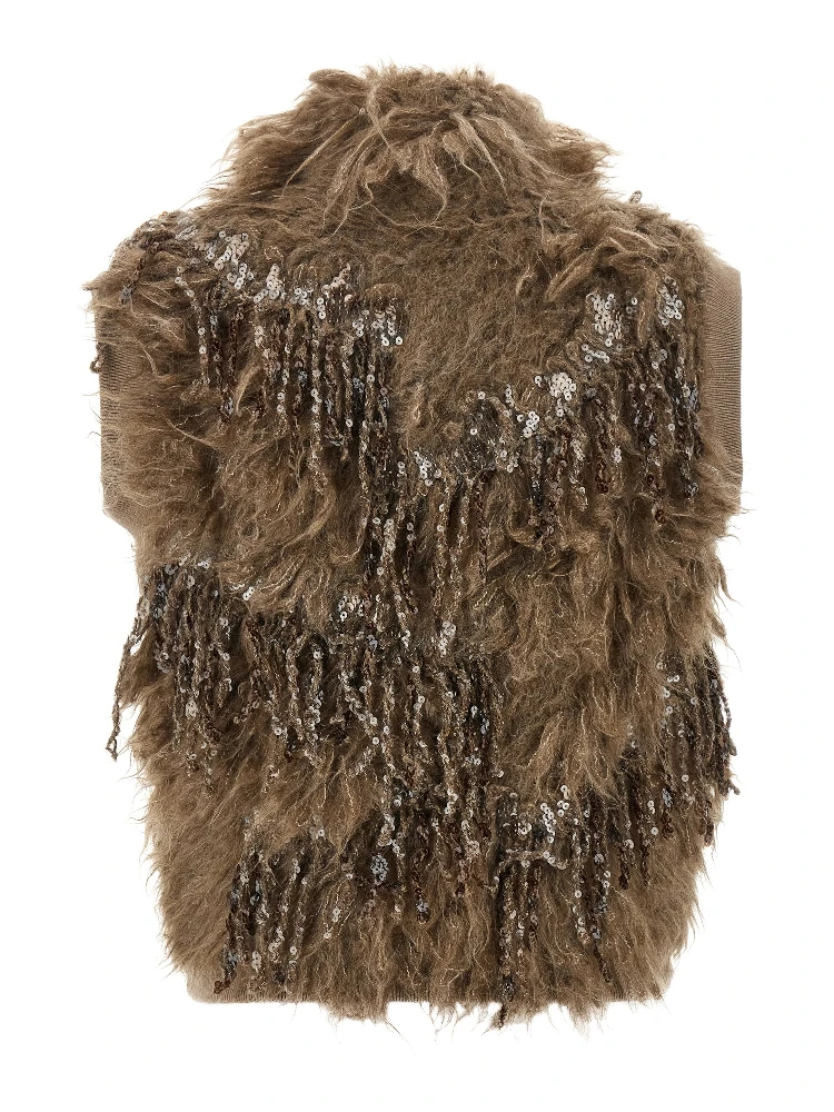 Brown Wool Sleeveless Jacket alternative
