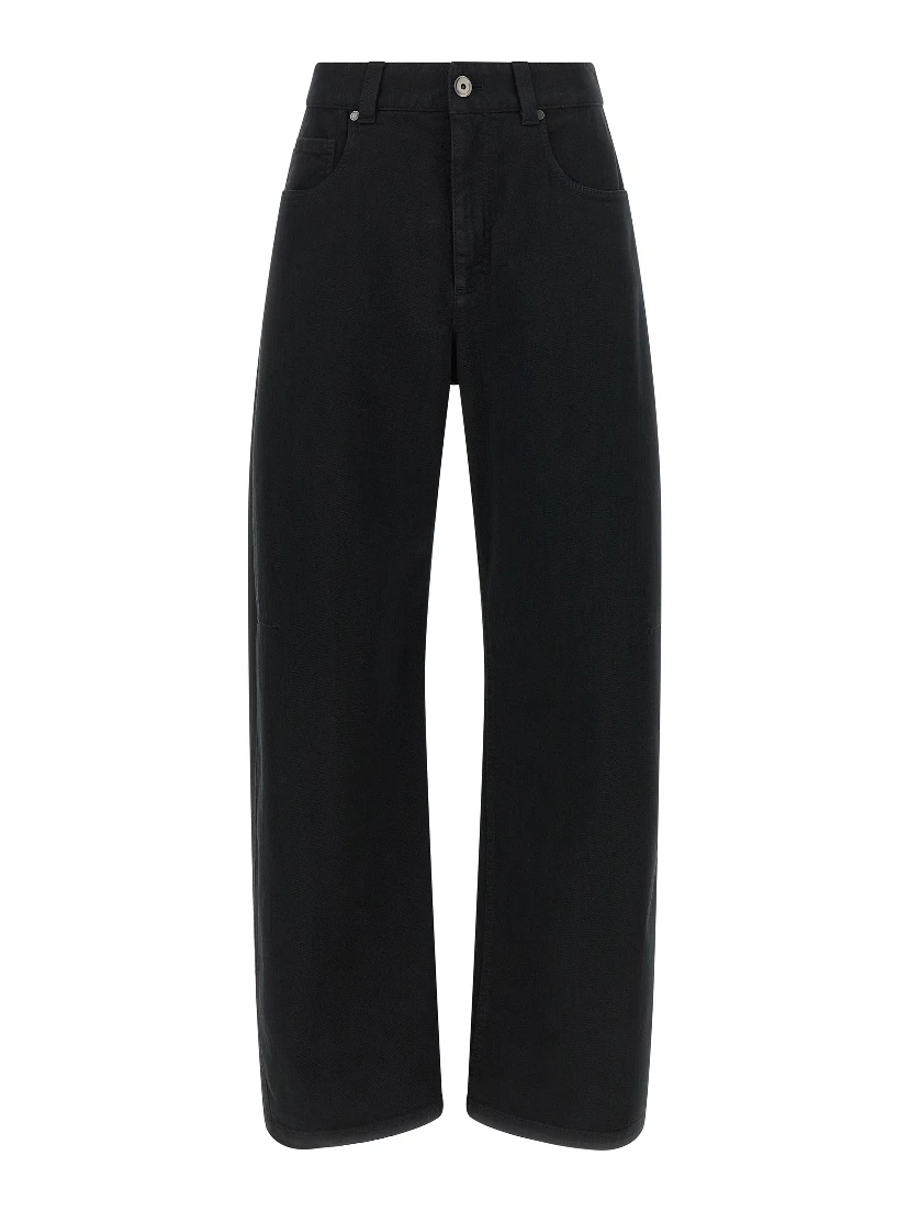 Black Cotton High-Waisted Jean