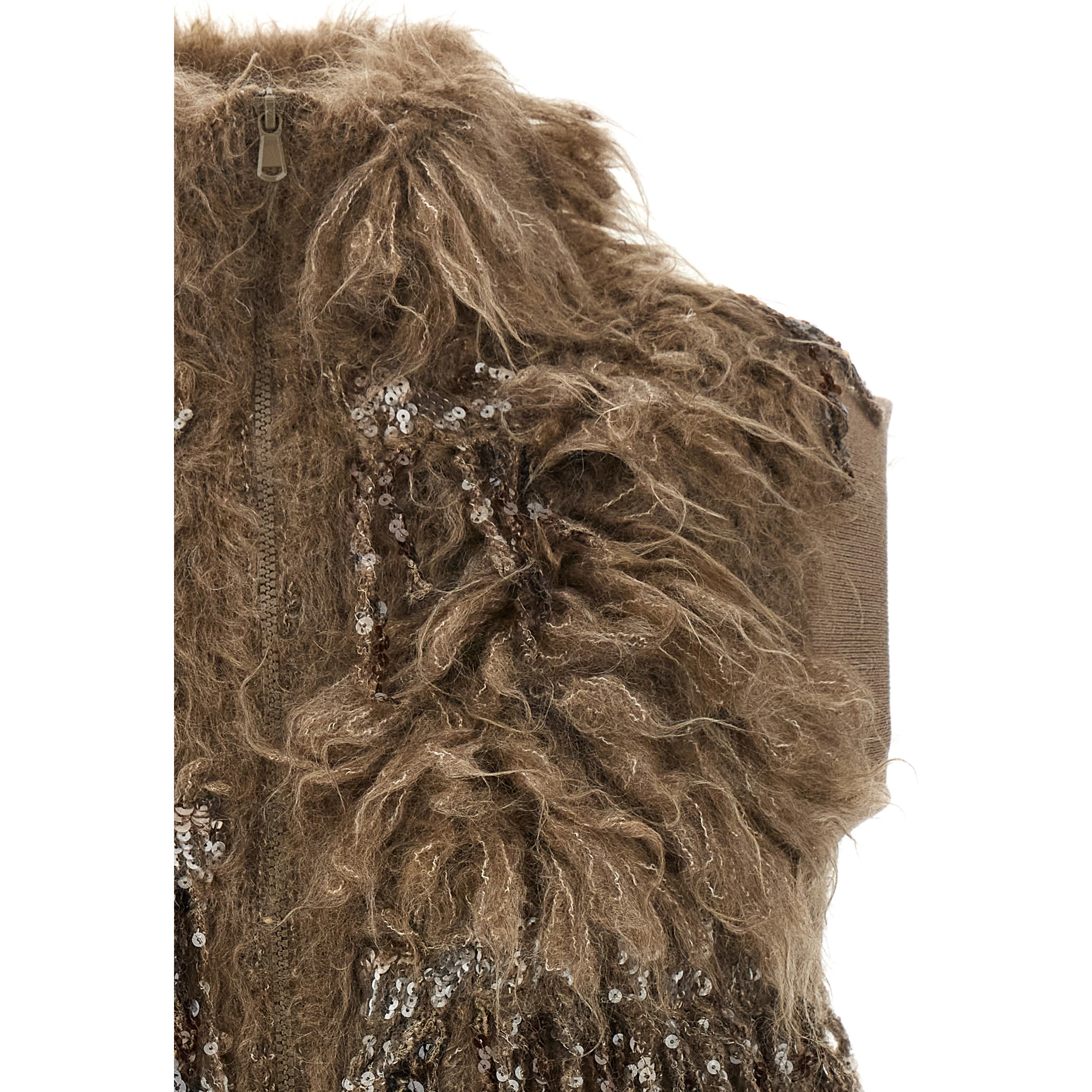 Brown Wool Sleeveless Jacket