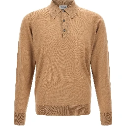 Beige Merino Wool Polo Shirt