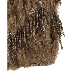 Brown Wool Sleeveless Jacket