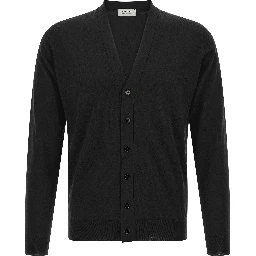 Black Merino Wool Cardigan