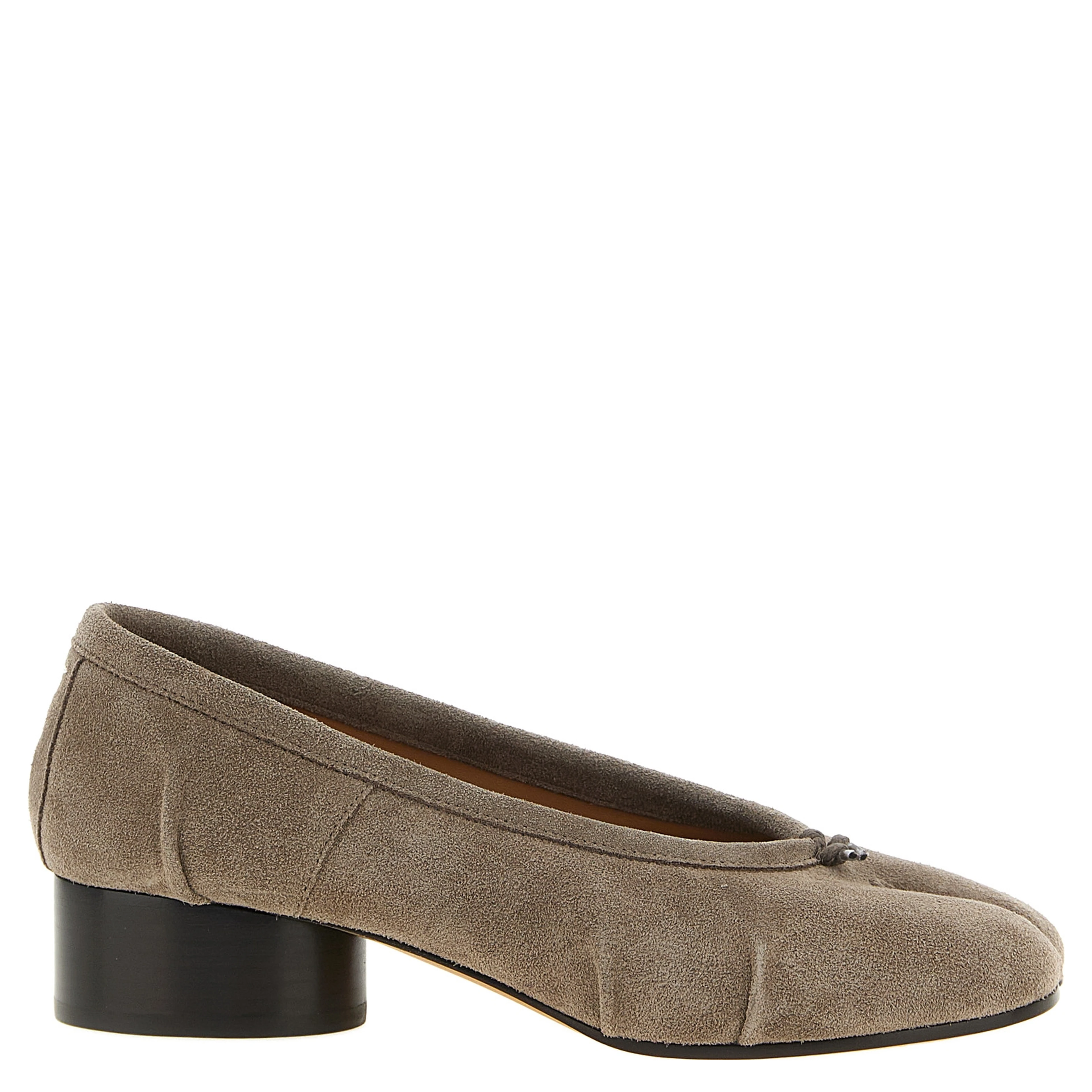 Gray Calfskin Mid Heel Pumps