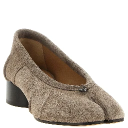 Gray Calfskin Mid Heel Pumps