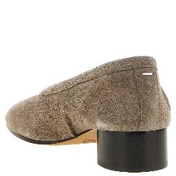 Gray Calfskin Mid Heel Pumps