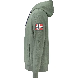 Green Polyester Men's Sweatshirt with Hood