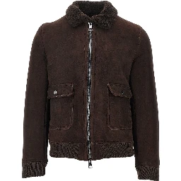 Washed waxed shearling jacket