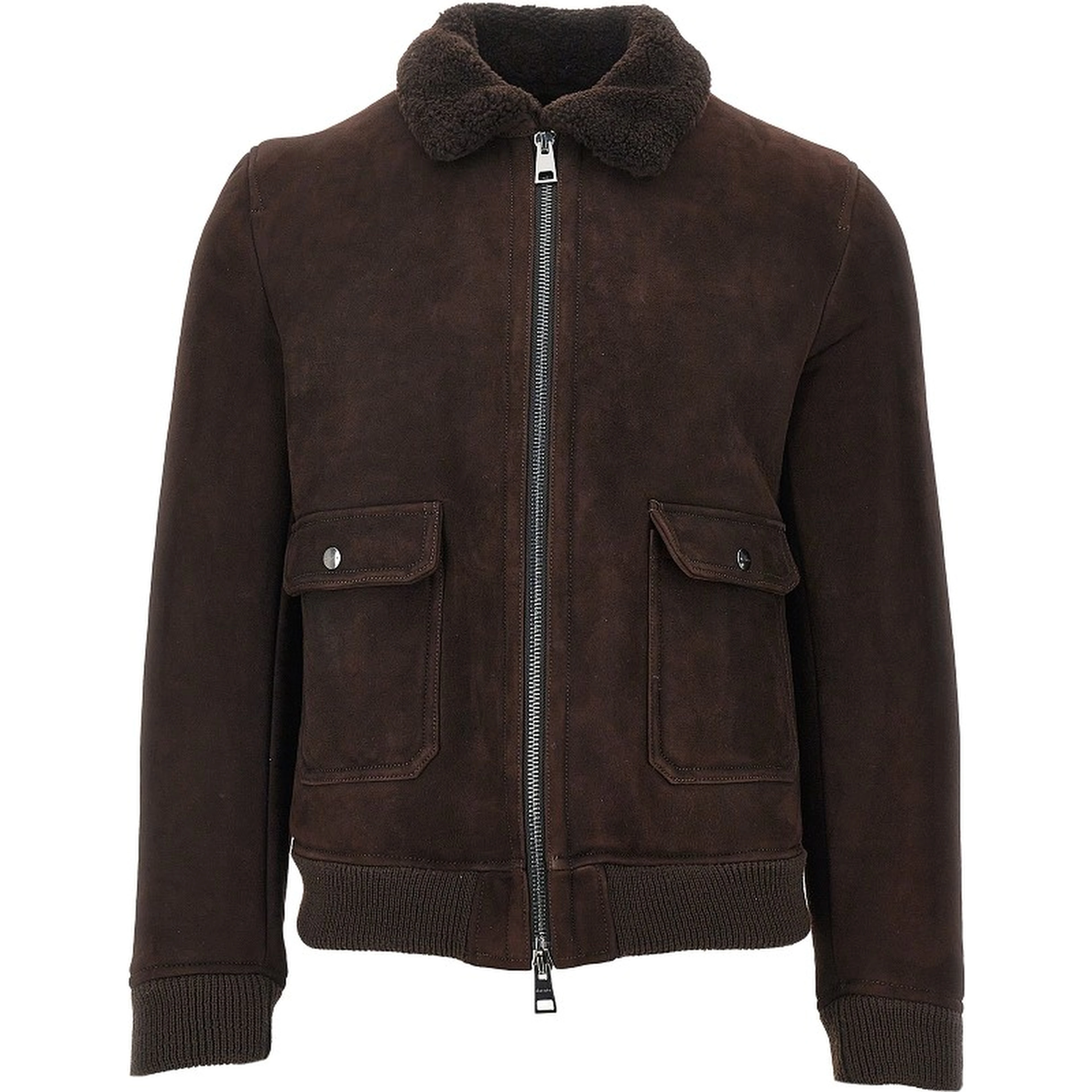 Washed waxed shearling jacket