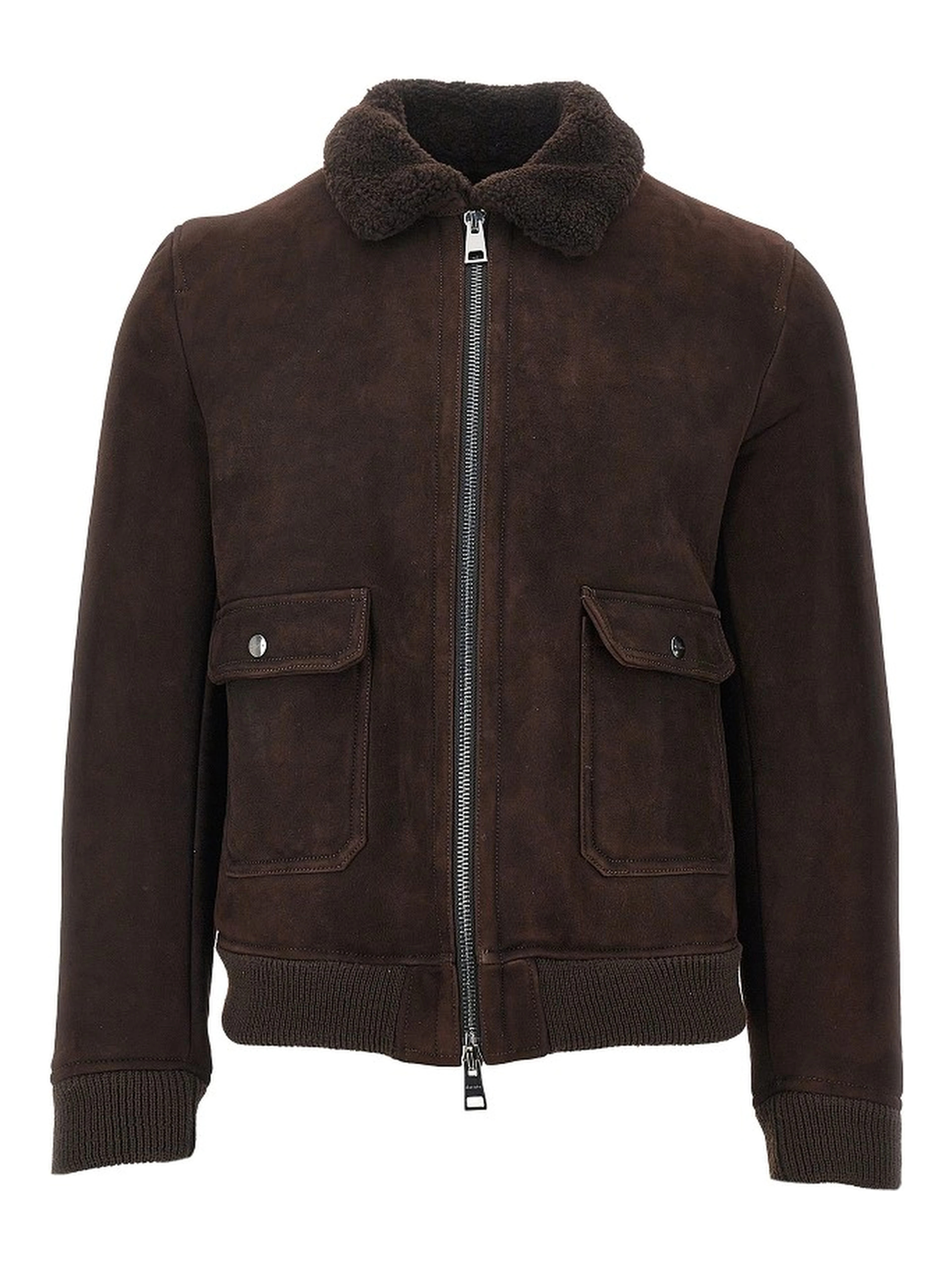 Washed waxed shearling jacket