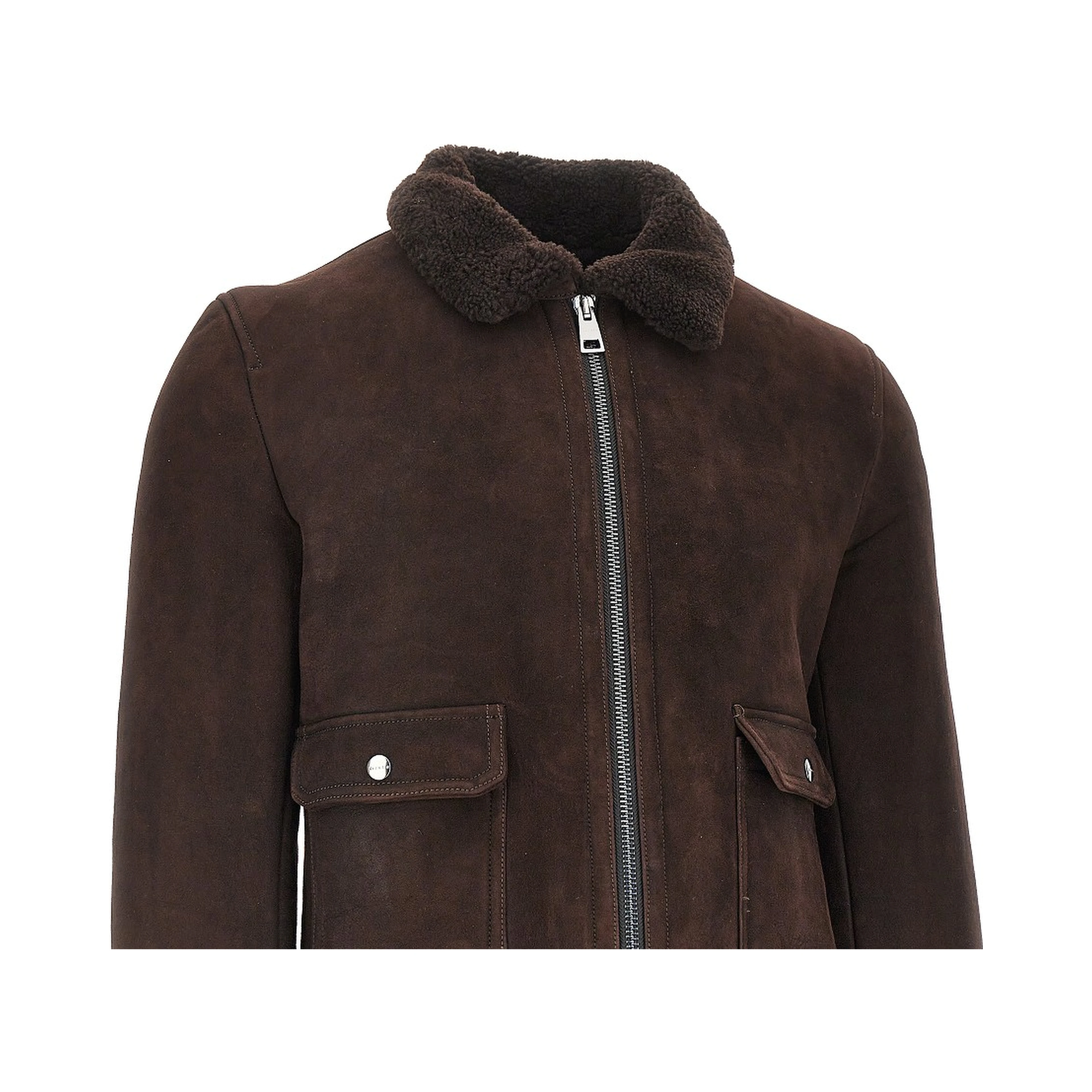 Washed waxed shearling jacket