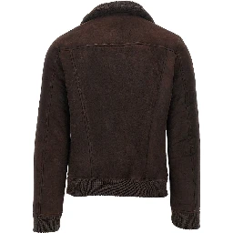 Washed waxed shearling jacket