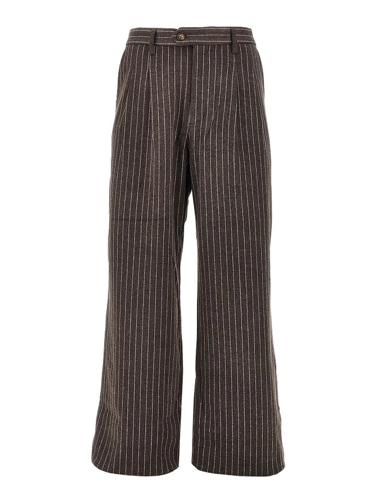'Revival' pinstriped pleated pants