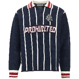 'Field Numbers' knitted polo sweater