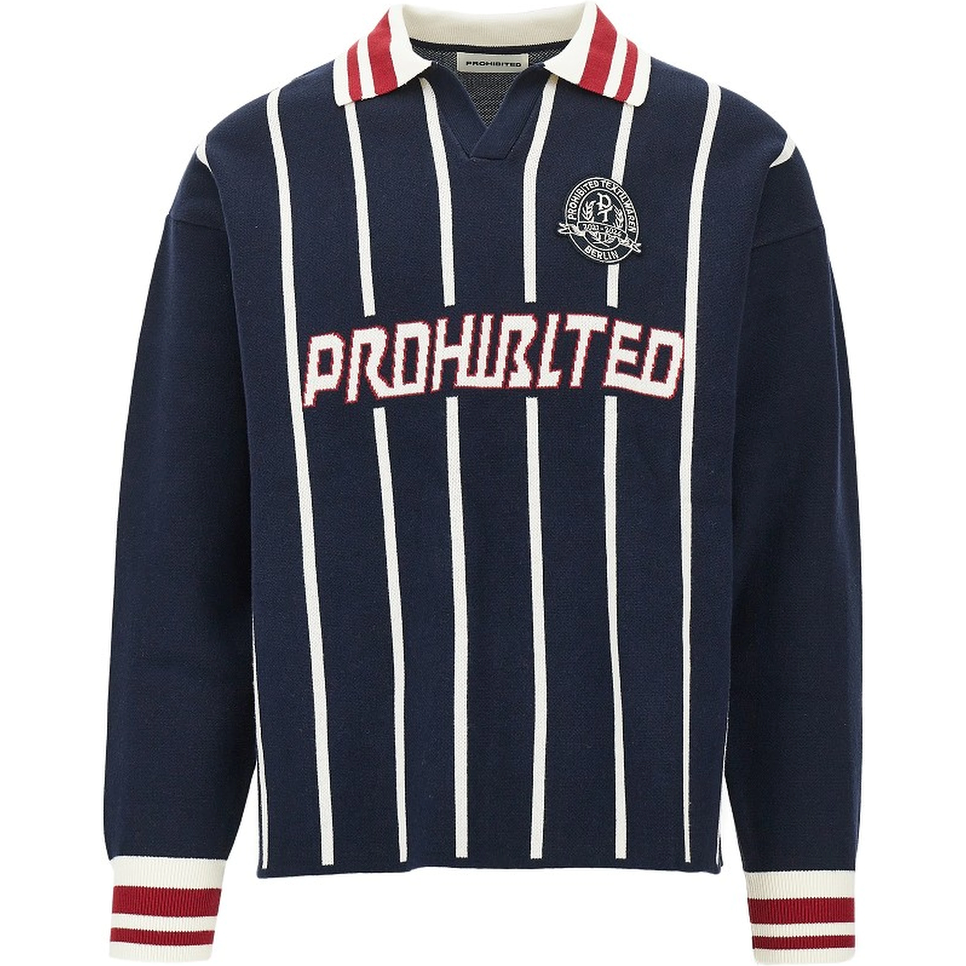 'Field Numbers' knitted polo sweater