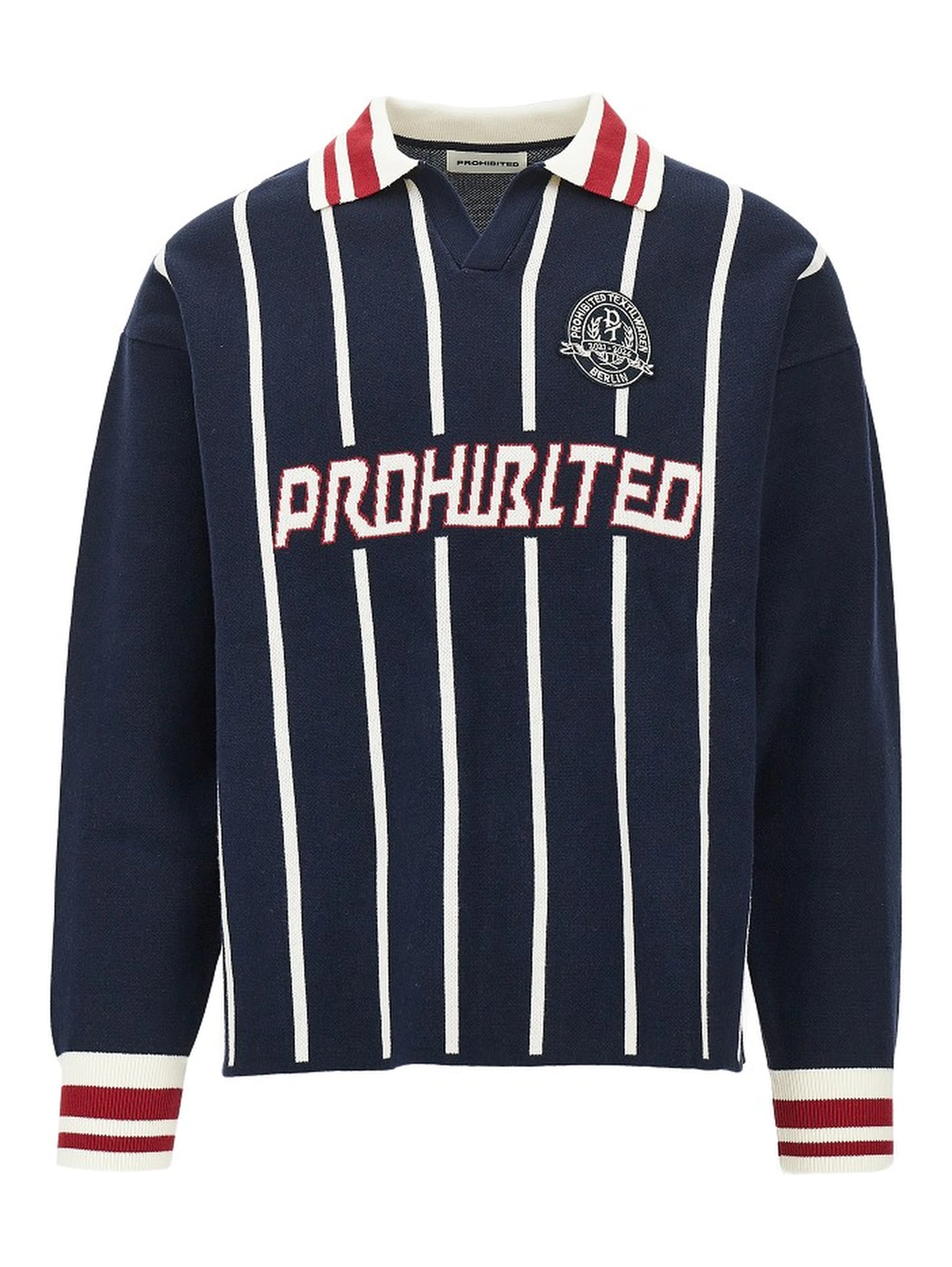 'Field Numbers' knitted polo sweater