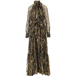 Paisley silk creponne maxi dress