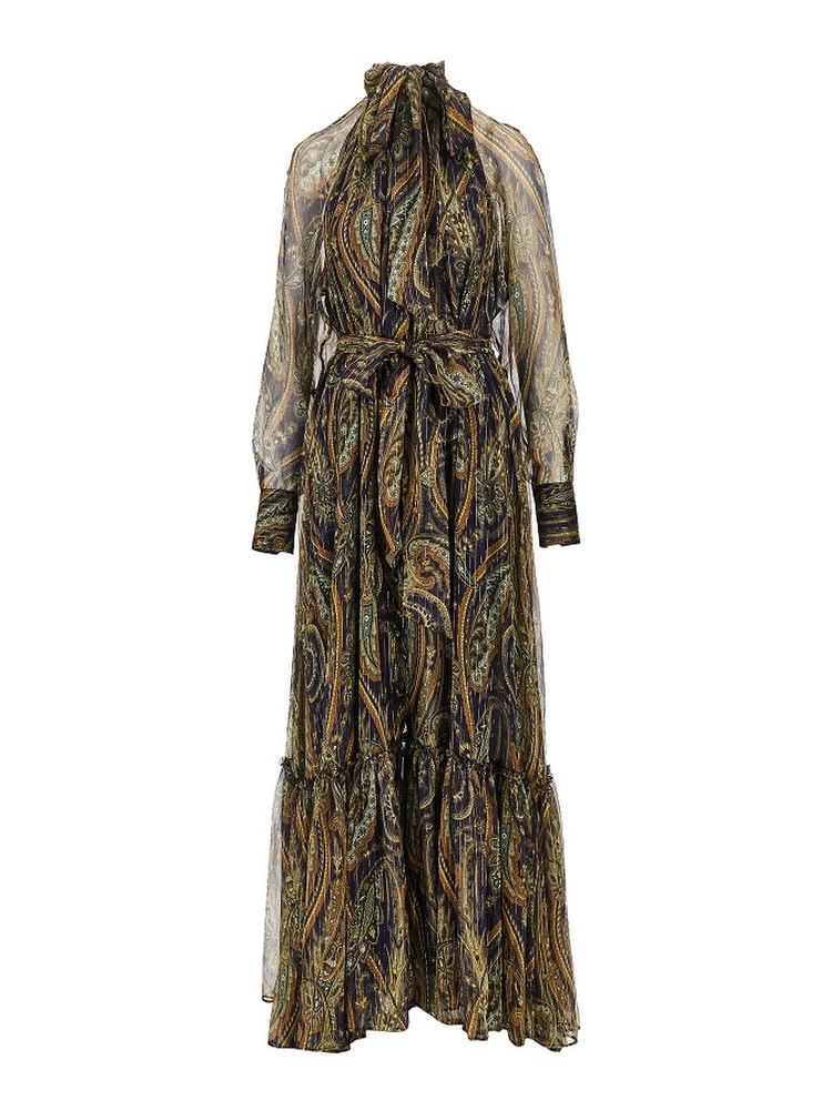 Paisley silk creponne maxi dress