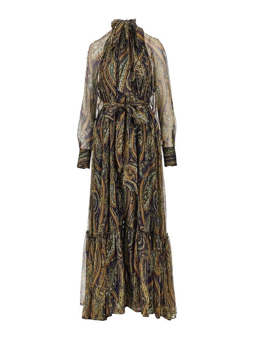 Paisley silk creponne maxi dress