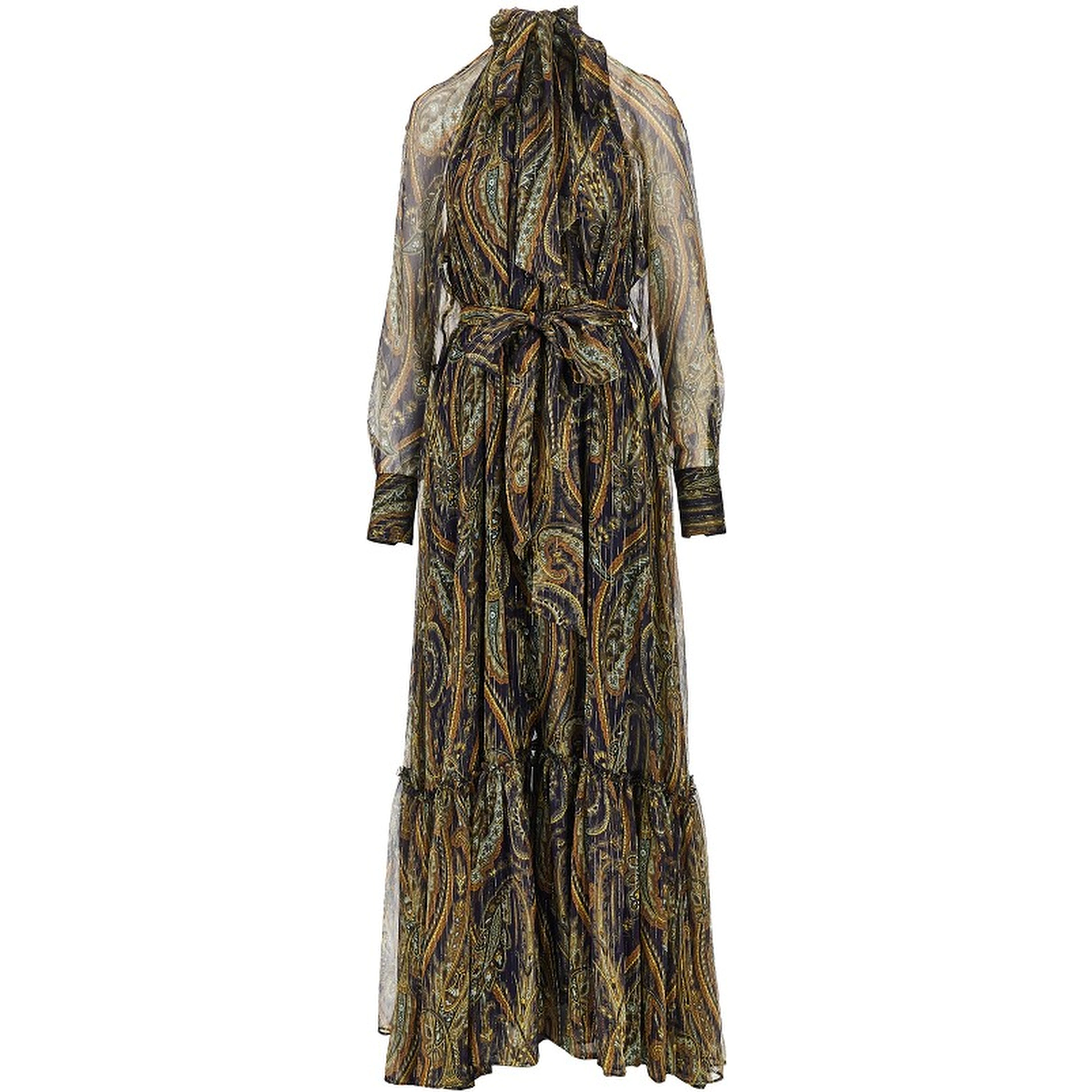 Paisley silk creponne maxi dress