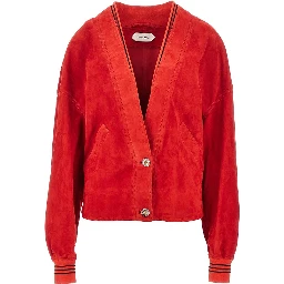 Suede leather cardigan