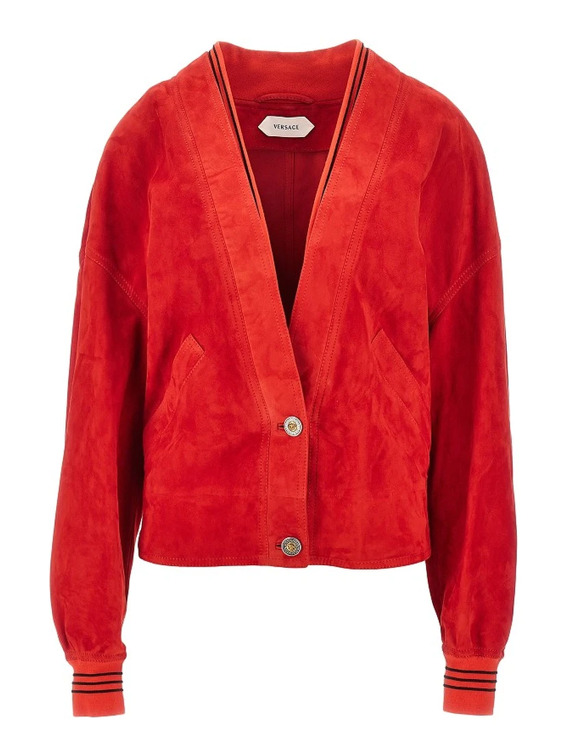Suede leather cardigan