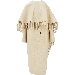 Double coat with fringed scarf