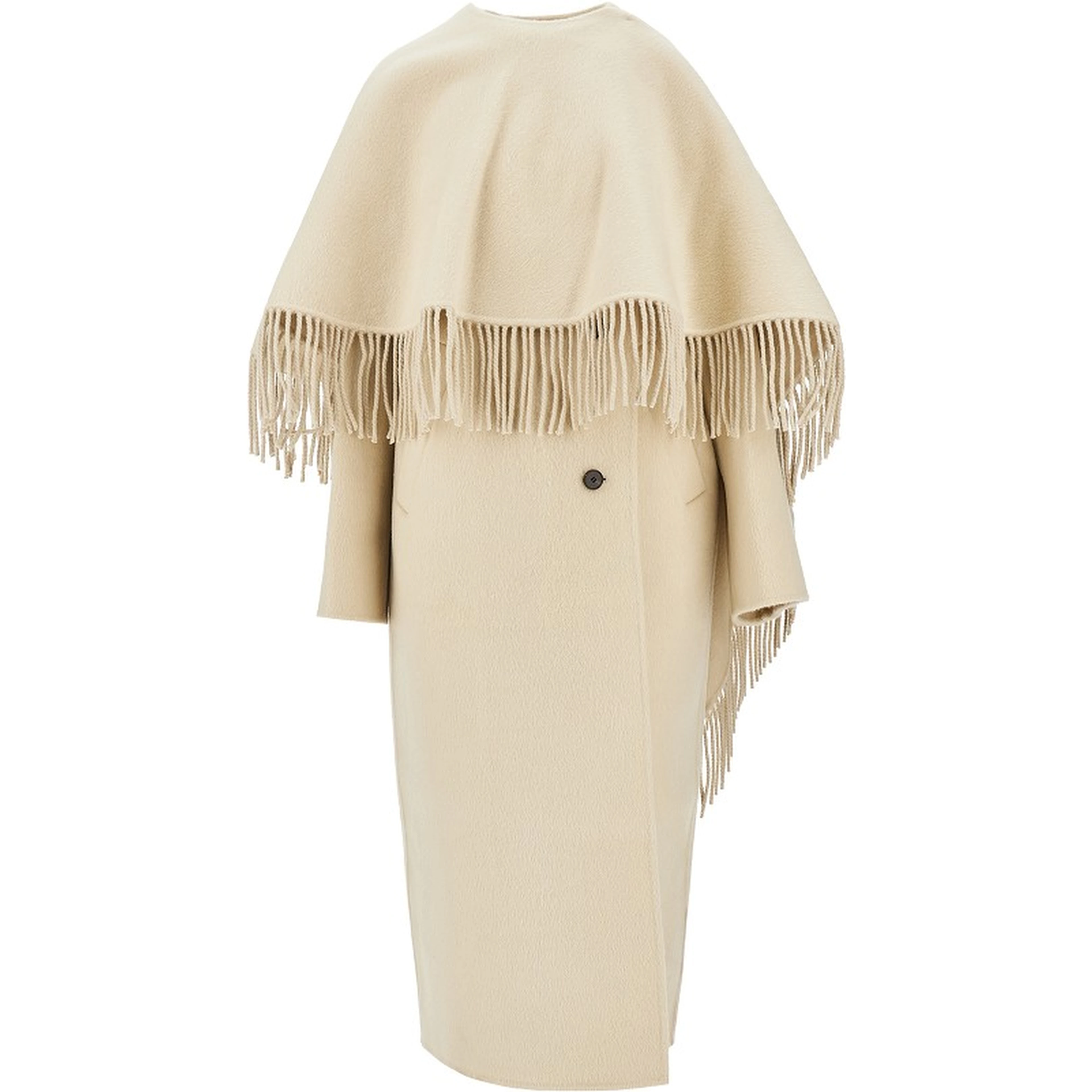Double coat with fringed scarf