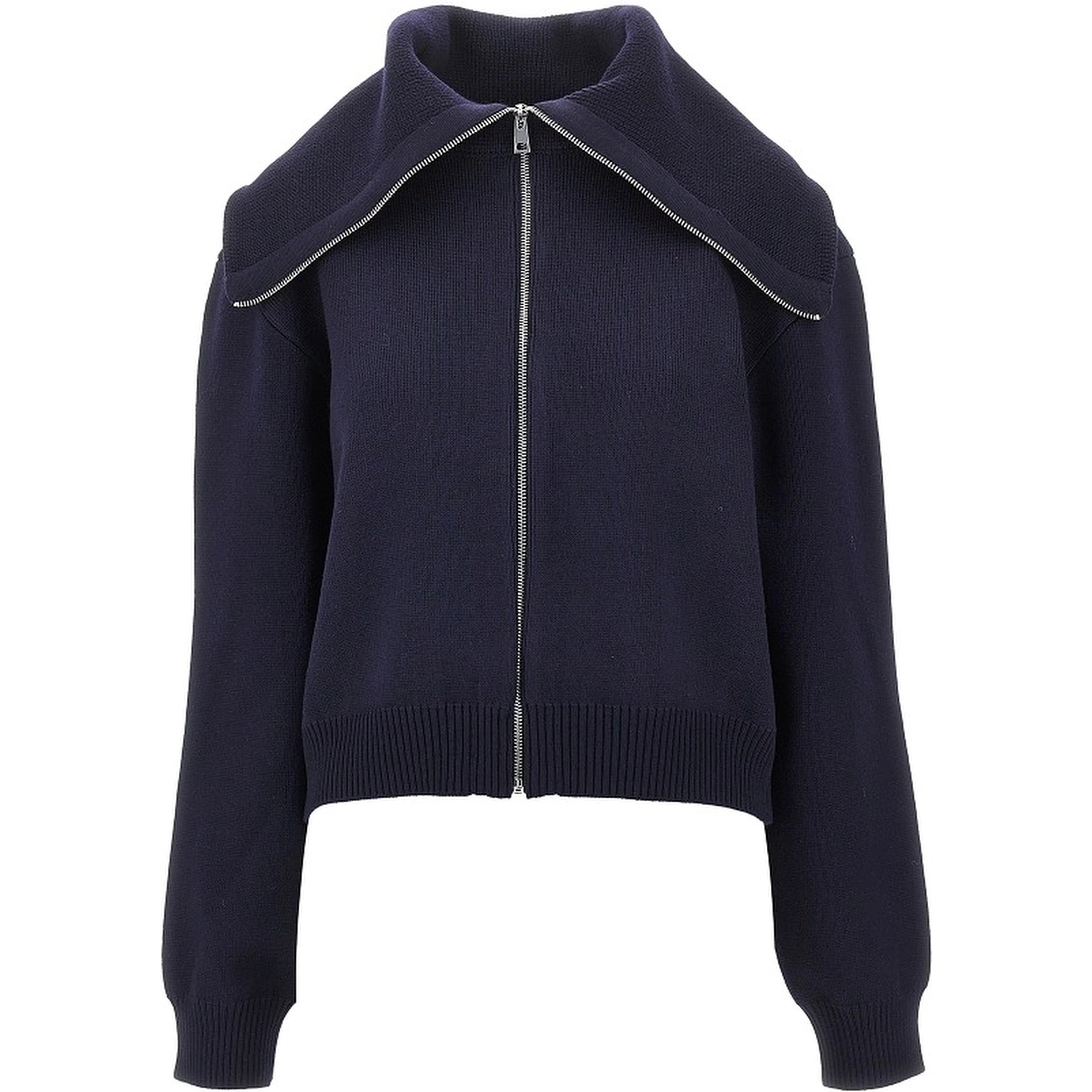 Stretch wool full-zip cardigan