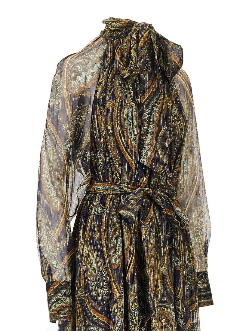 Paisley silk creponne maxi dress