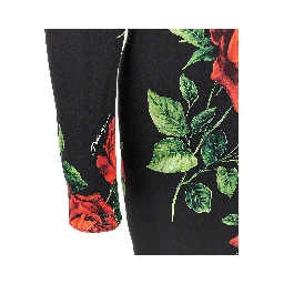 Roses print charmeuse midi dress