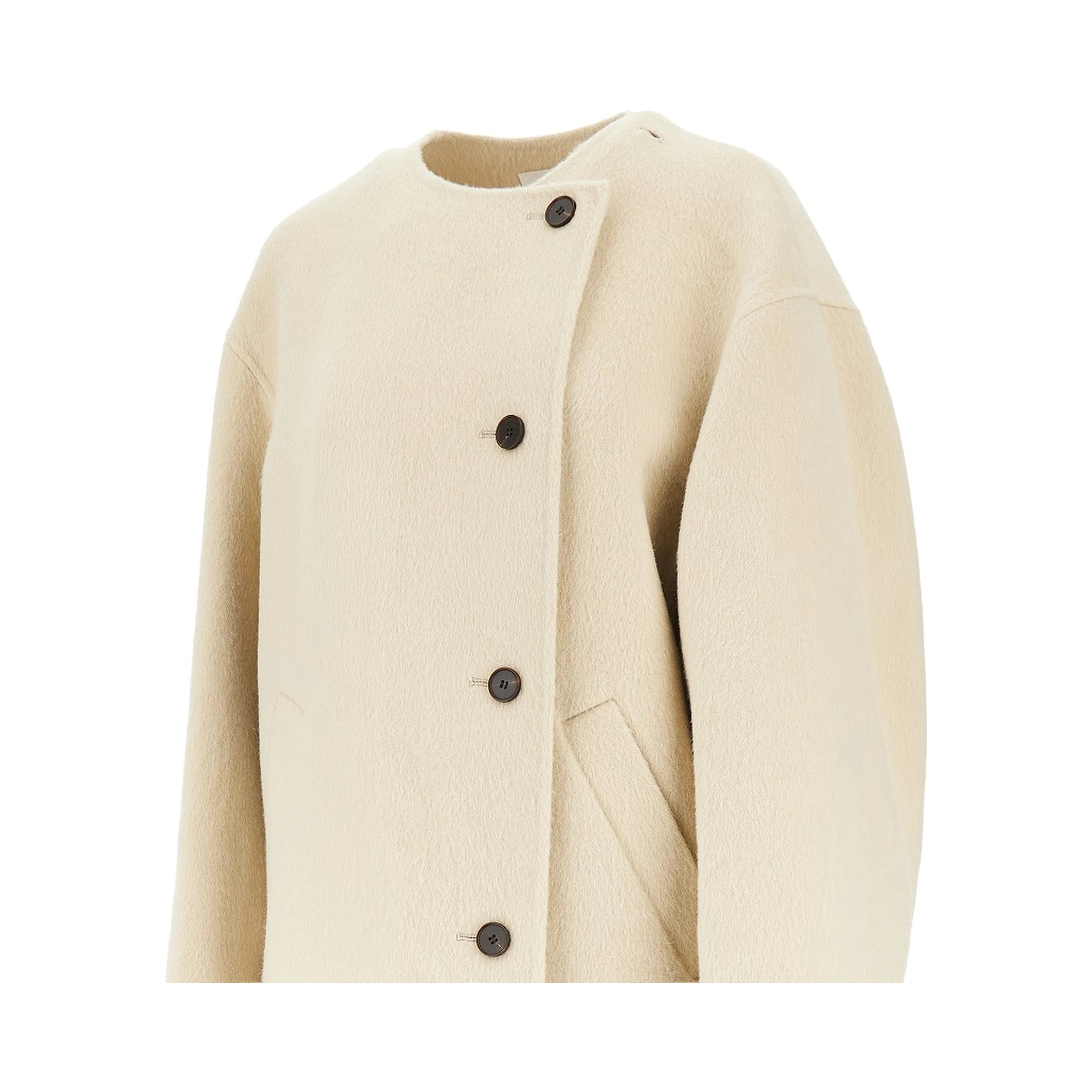 Double coat with fringed scarf