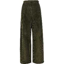 Single pleat wide leg corduroy pants