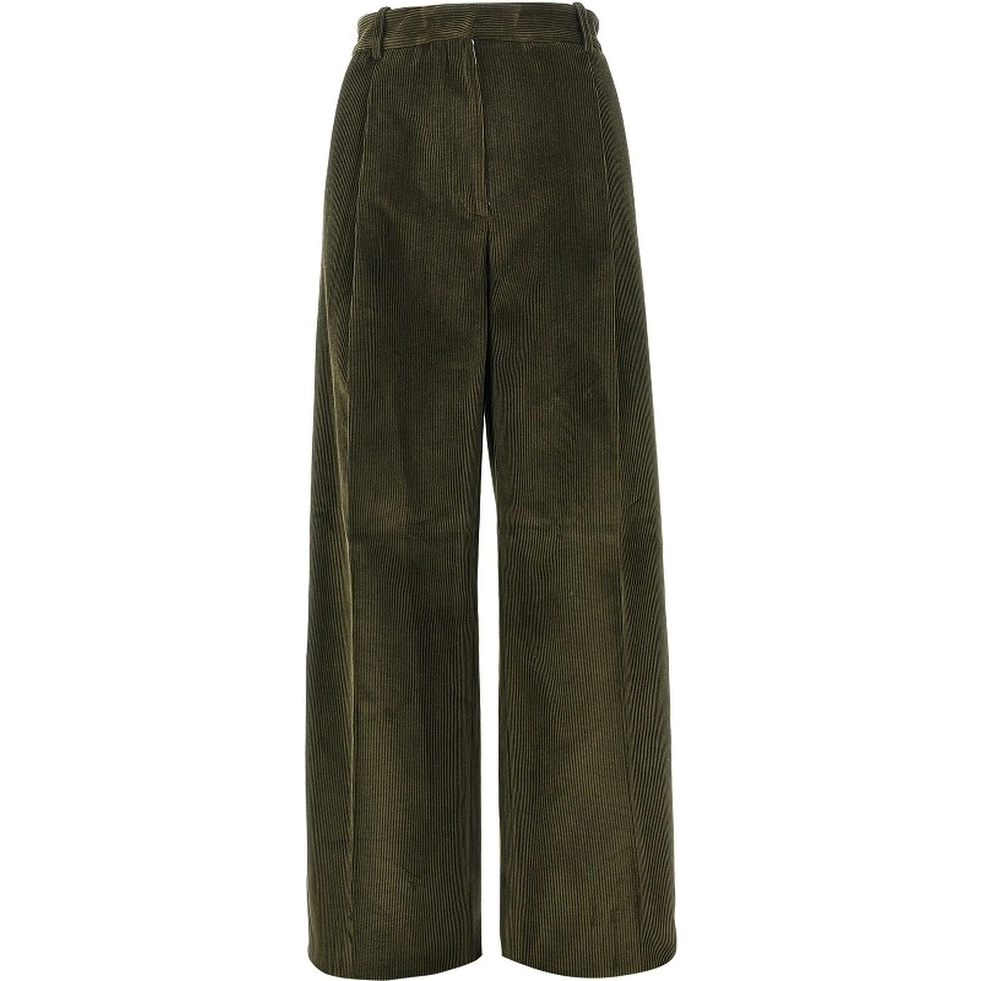 Single pleat wide leg corduroy pants