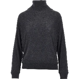 Wool and silk jersey mock-neck top
