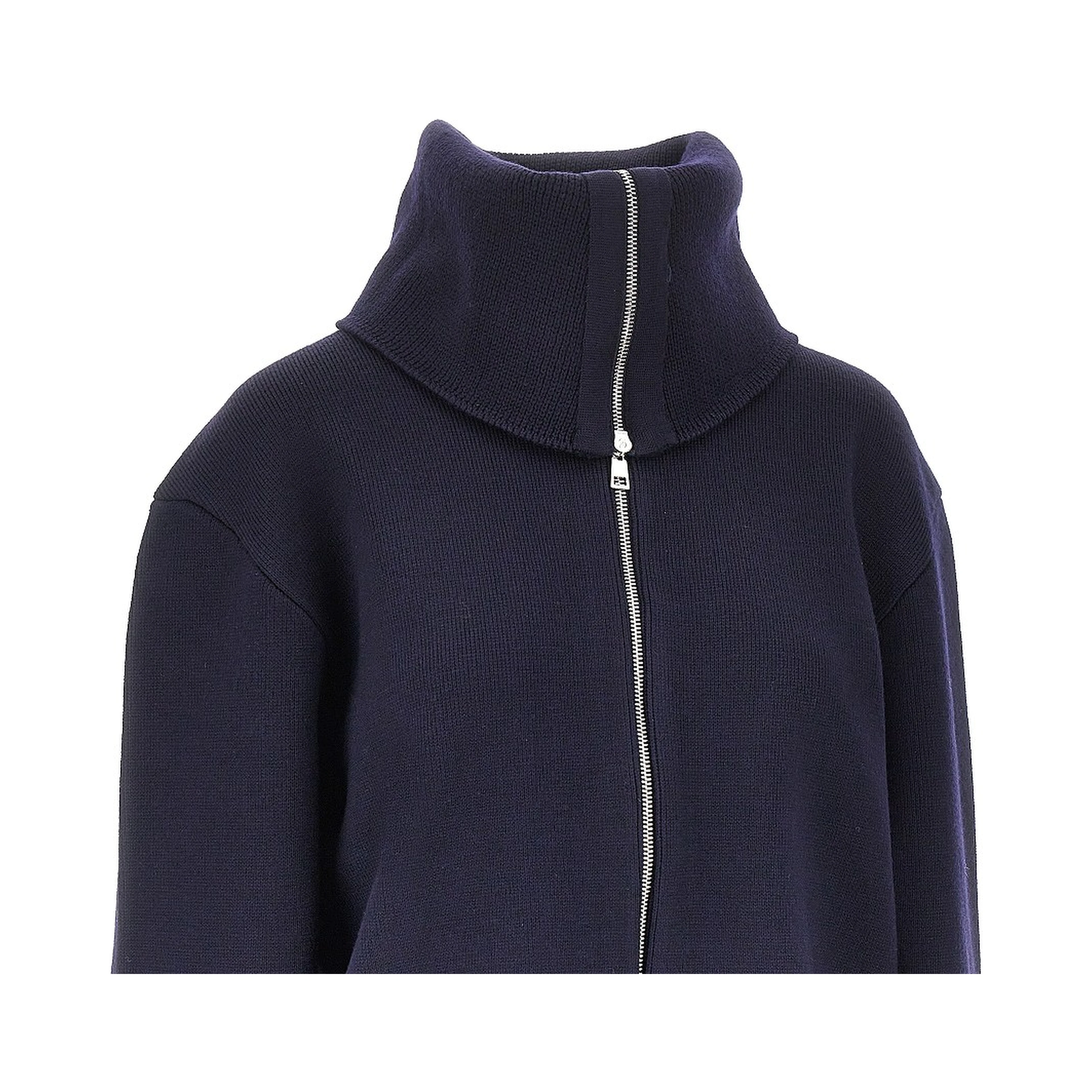 Stretch wool full-zip cardigan