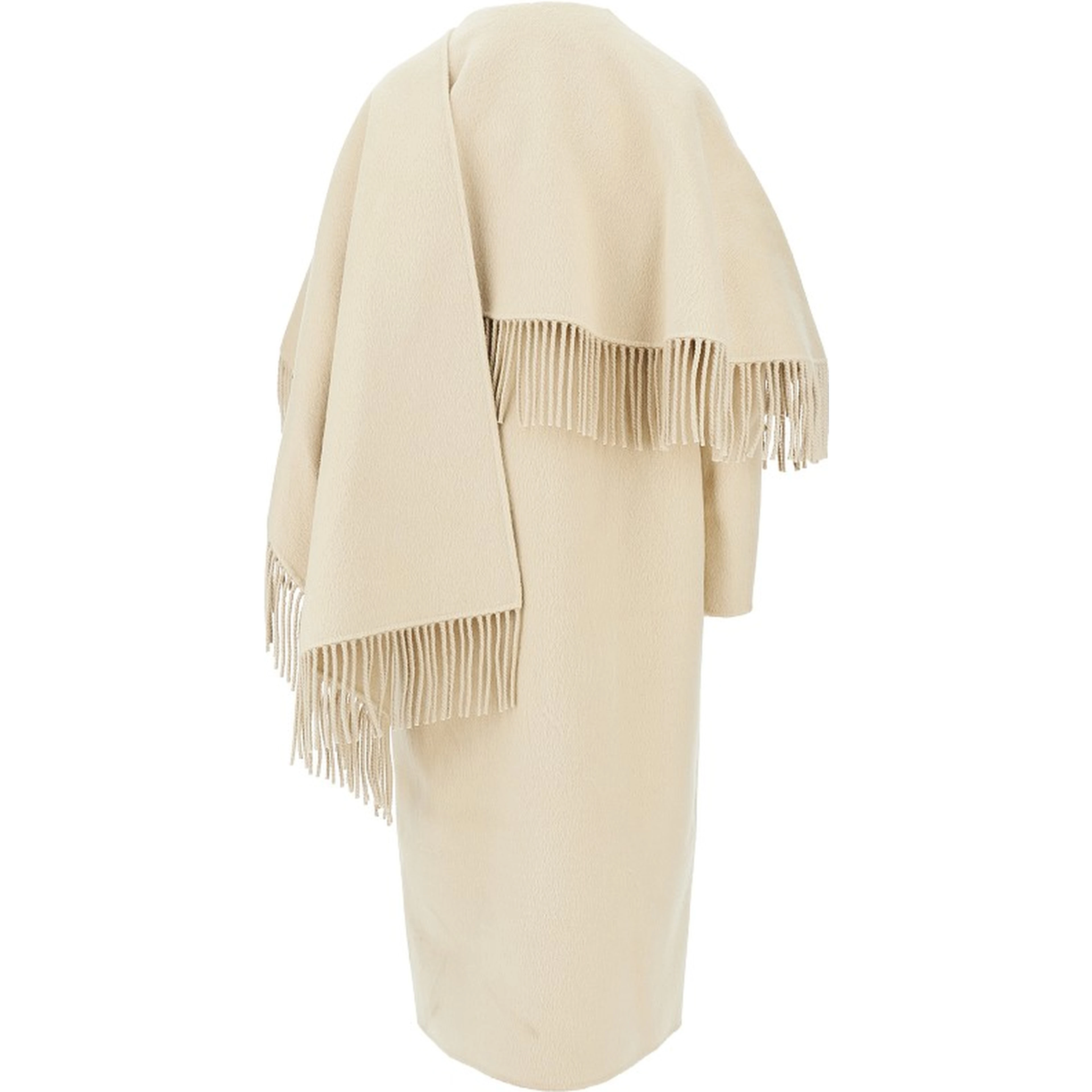 Double coat with fringed scarf