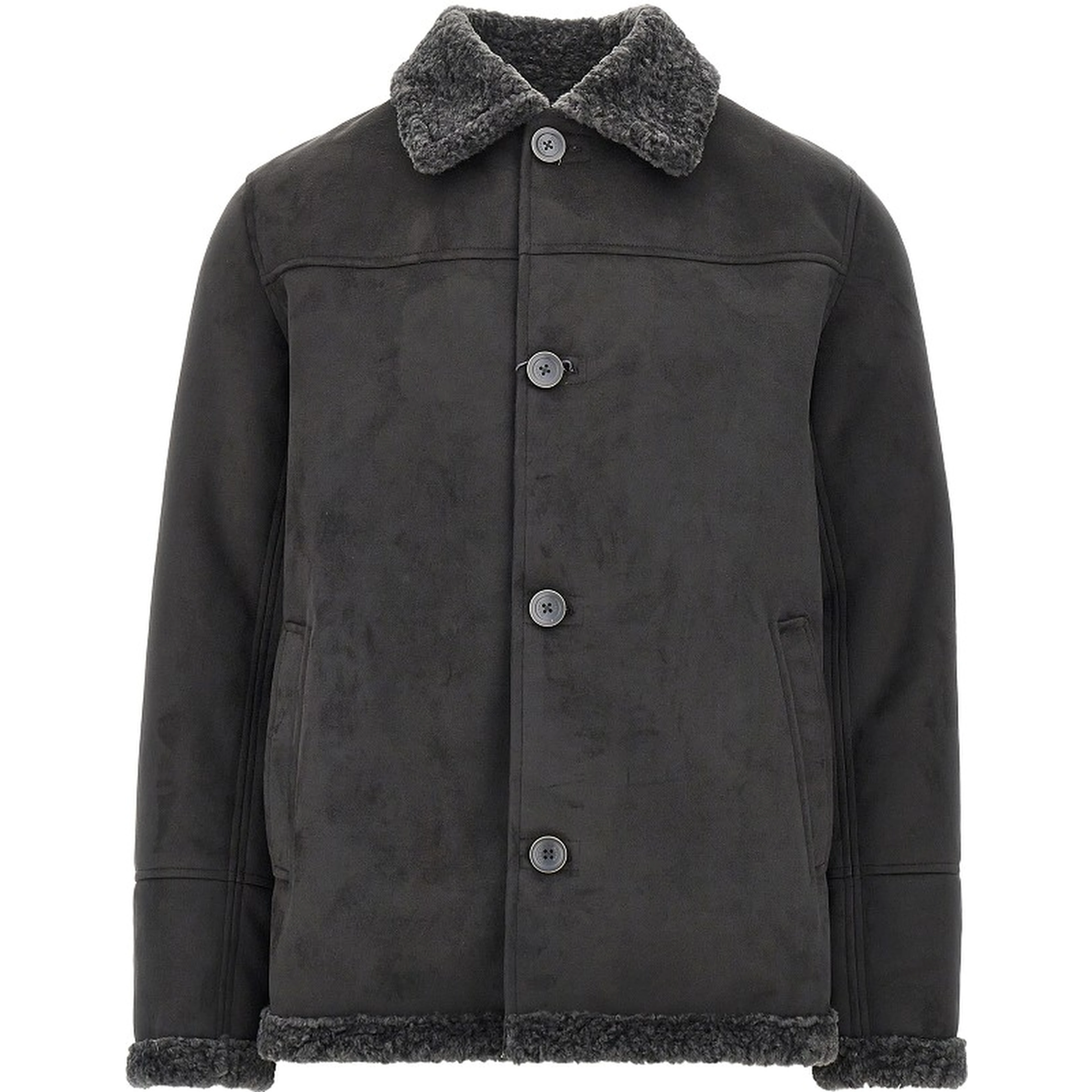 Suede and shearling effect jacket