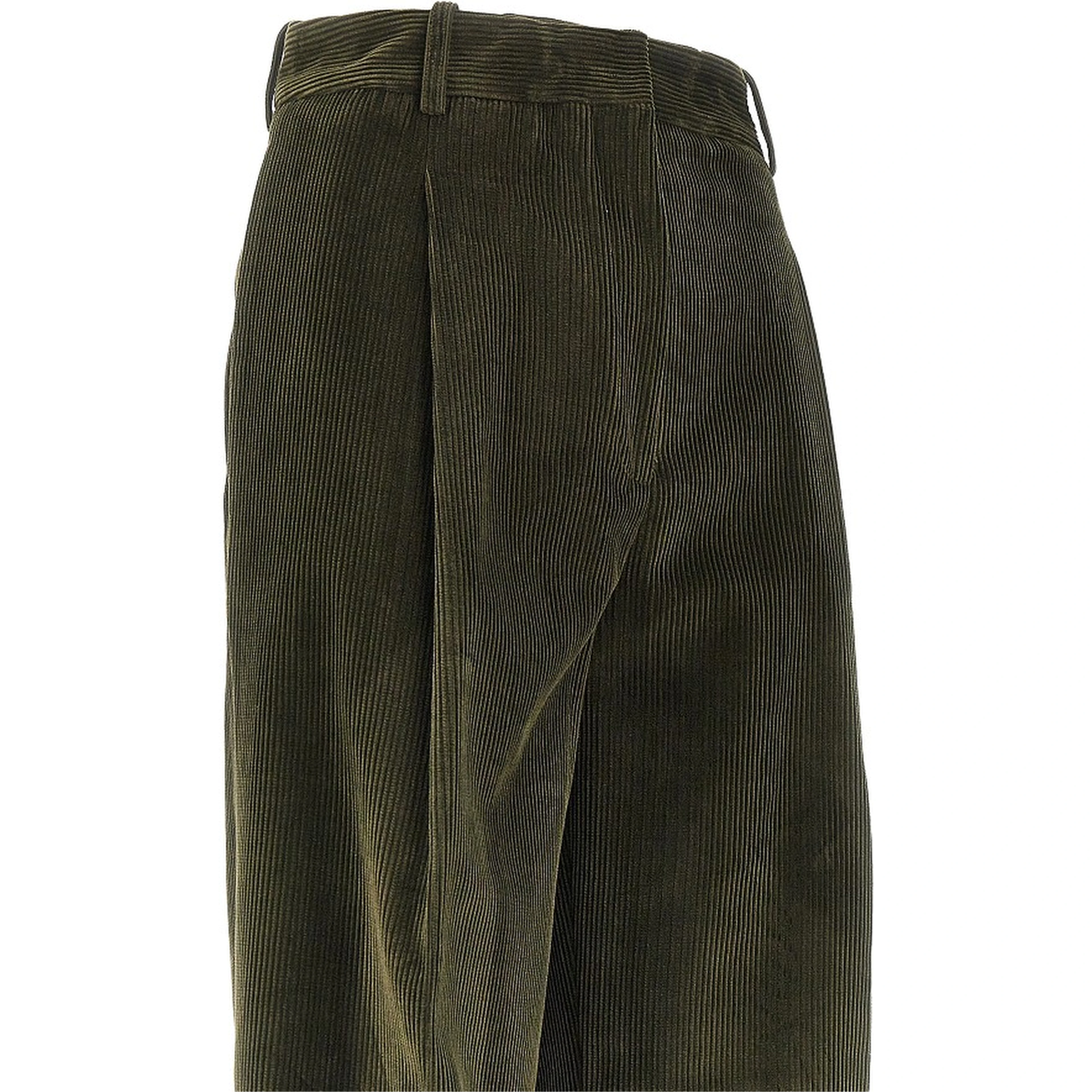 Single pleat wide leg corduroy pants