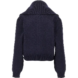 Stretch wool full-zip cardigan