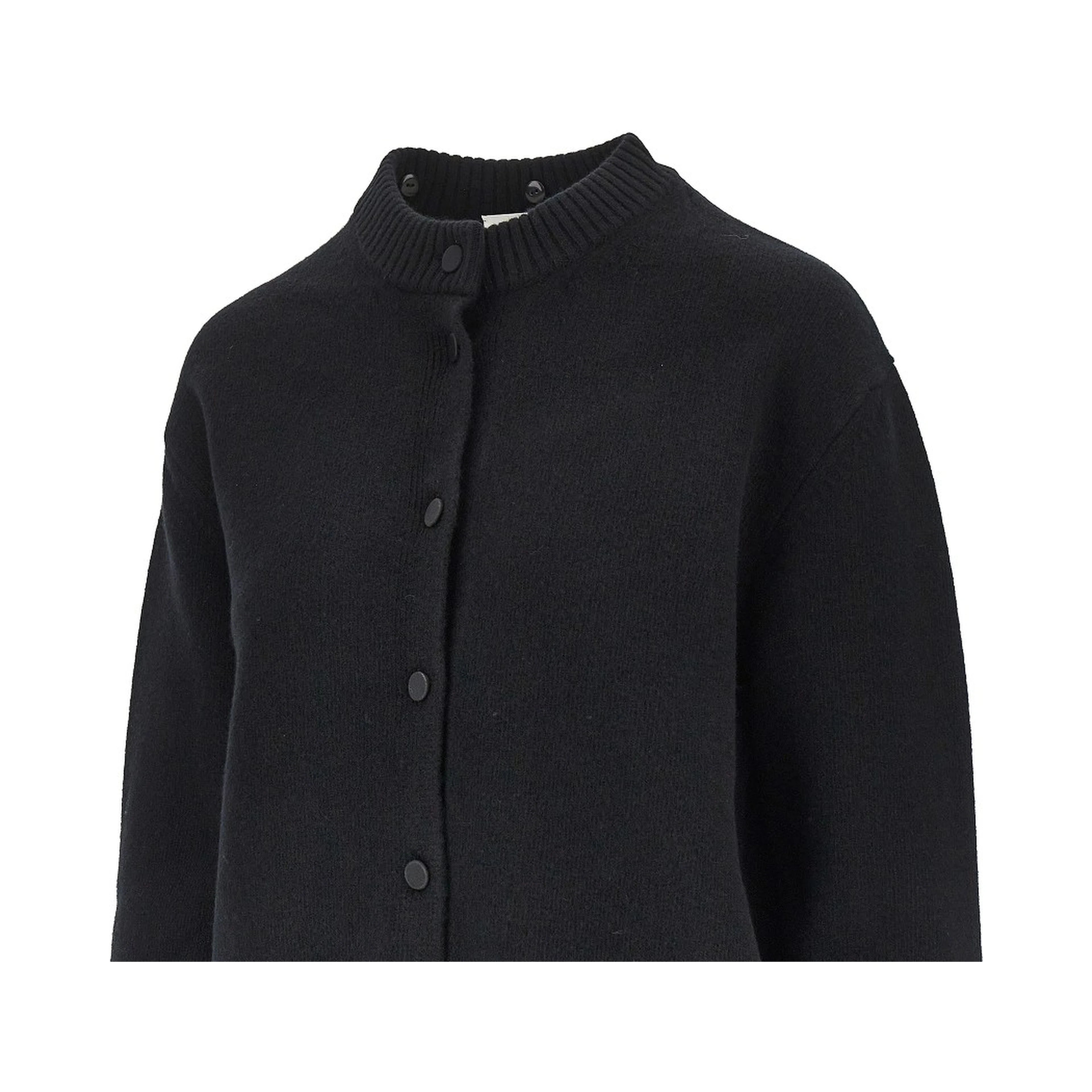 Cheetah-print collar wool cardigan