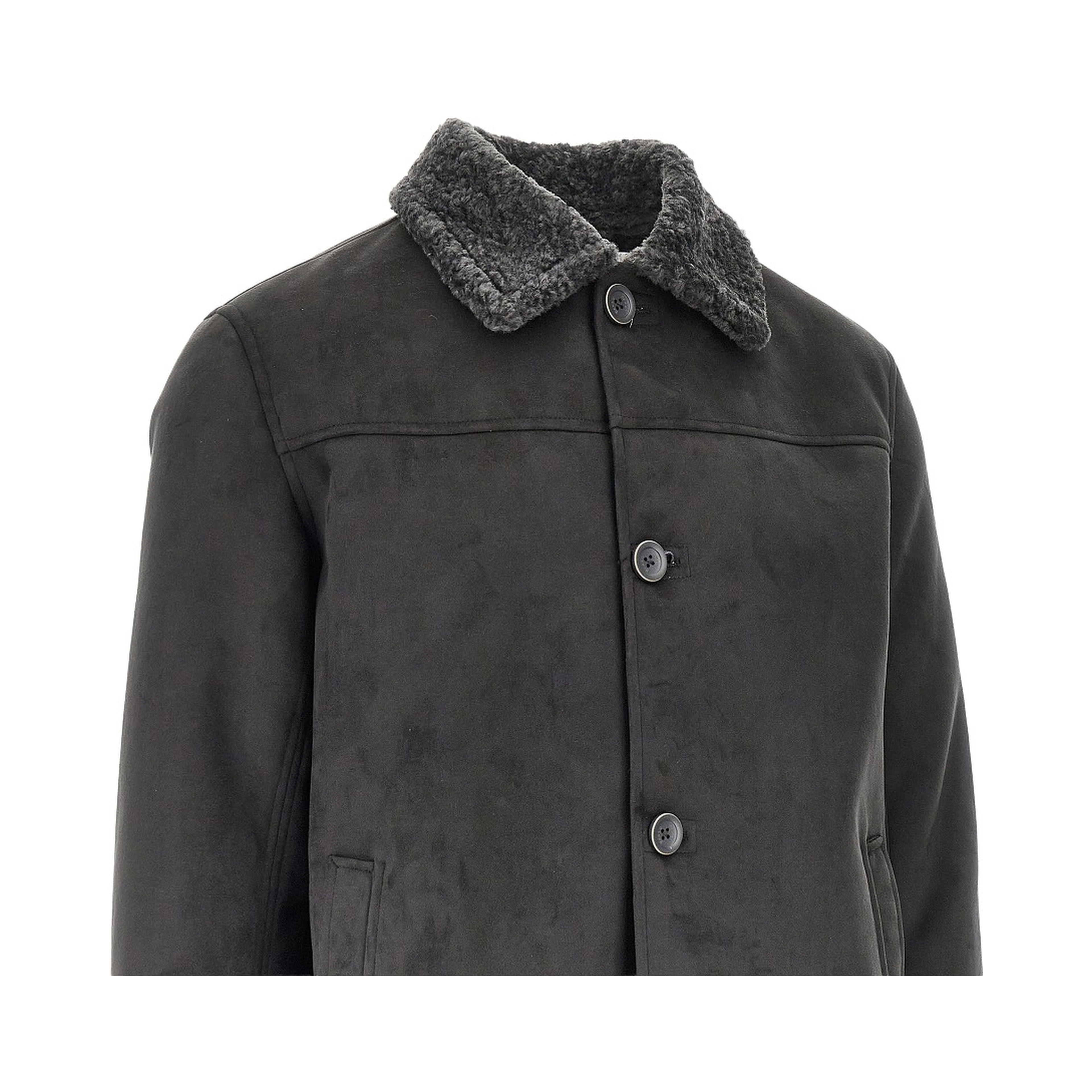 Suede and shearling effect jacket