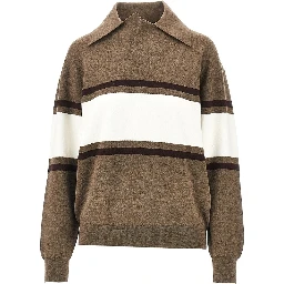Wool open polo sweater