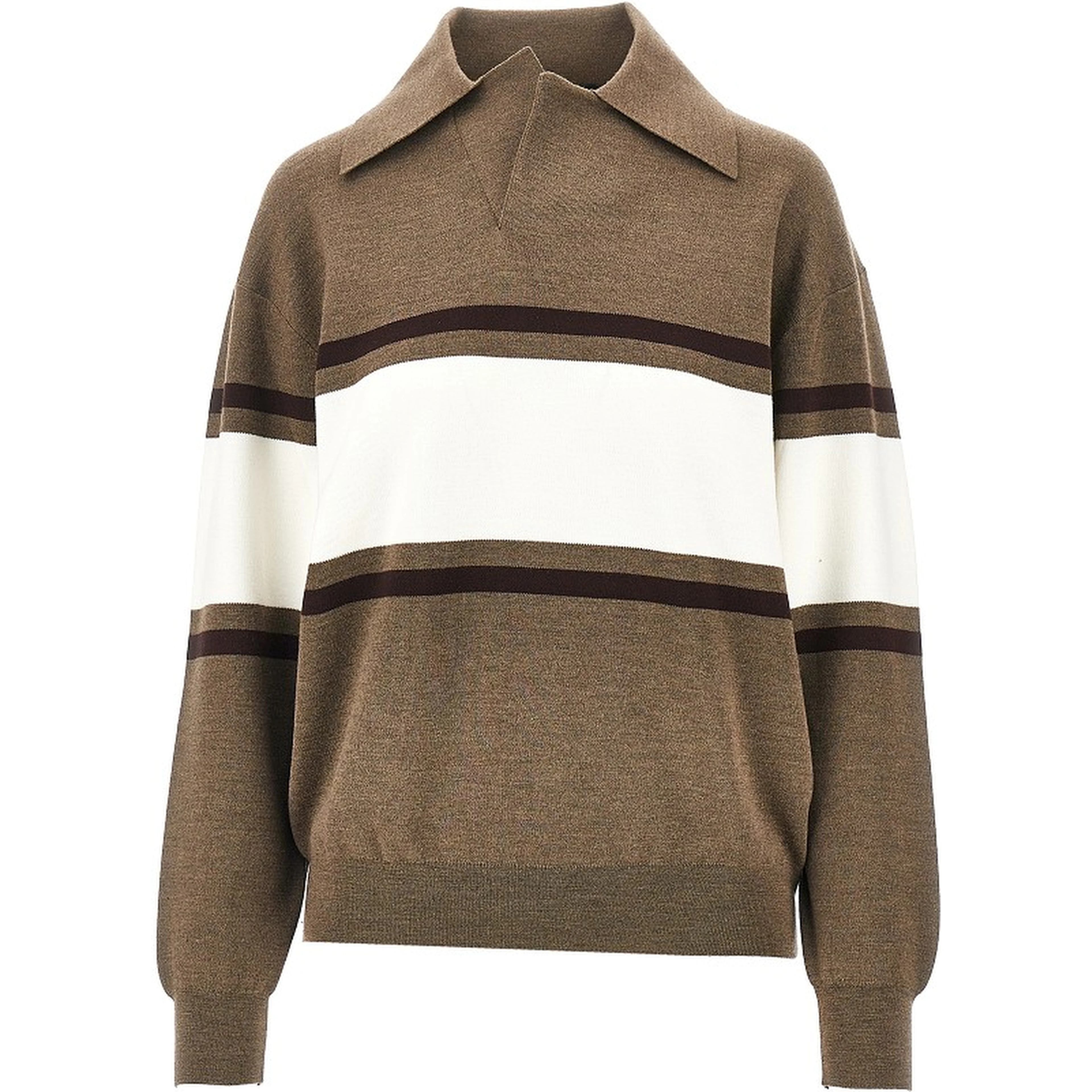 Wool open polo sweater