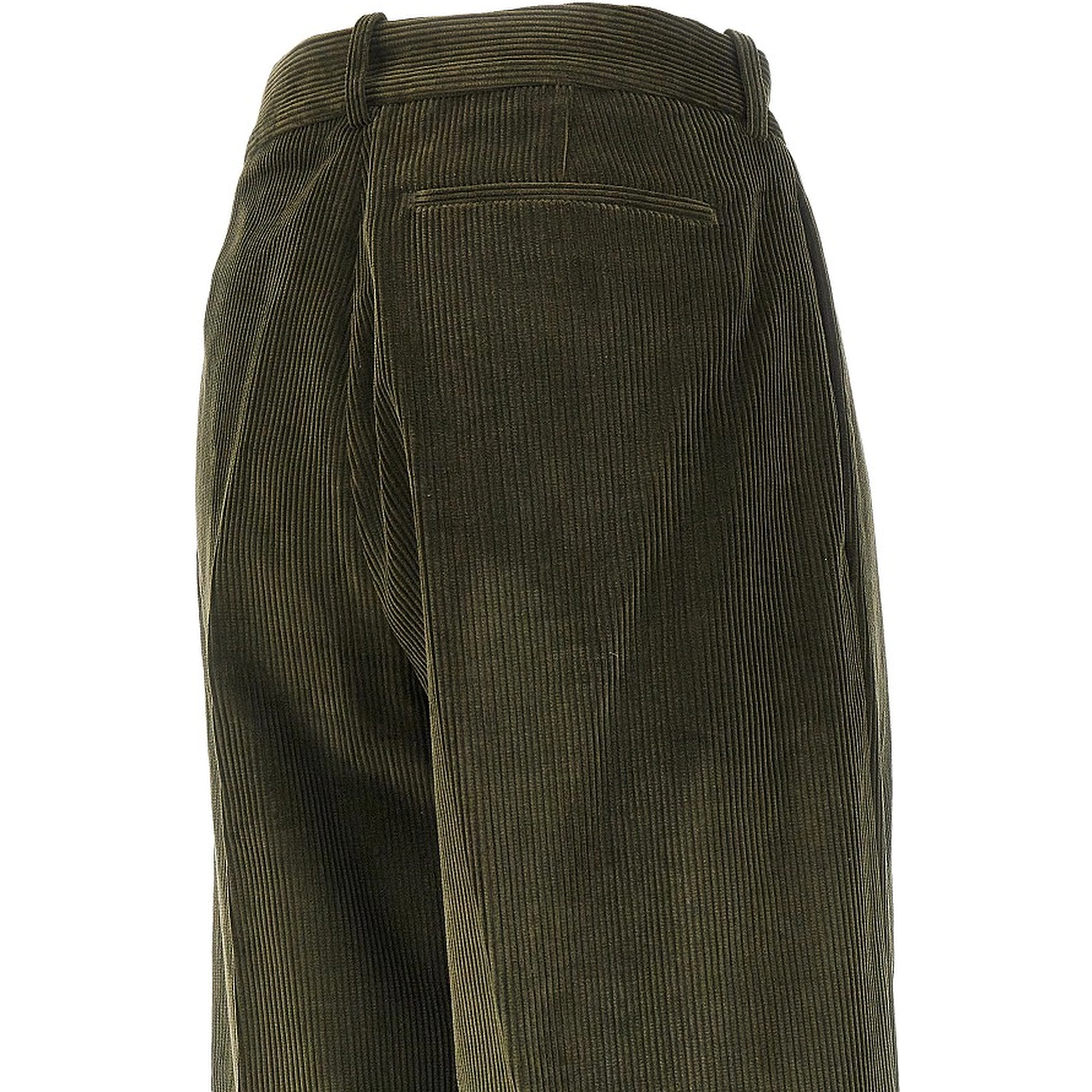 Single pleat wide leg corduroy pants