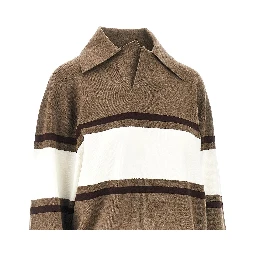 Wool open polo sweater