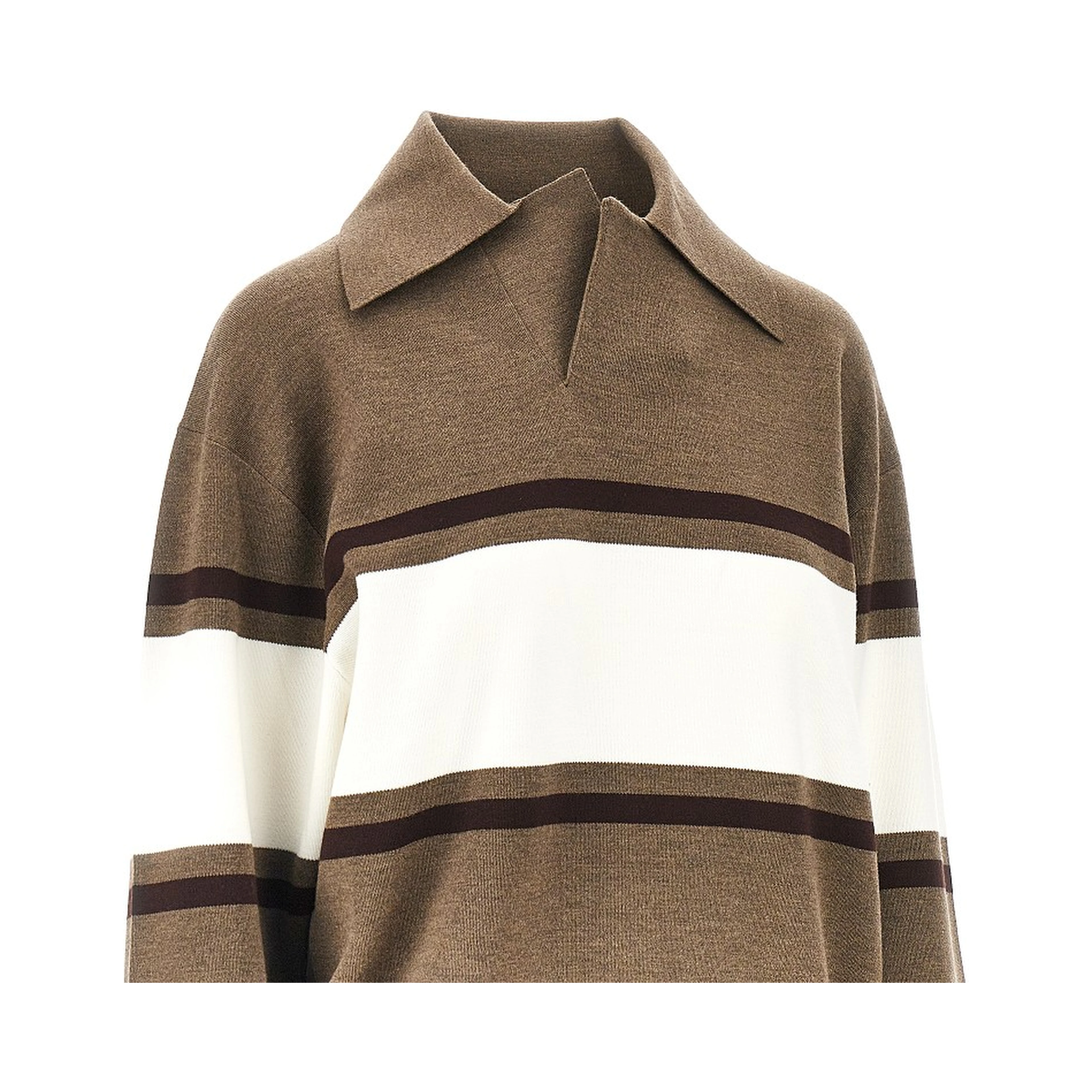 Wool open polo sweater