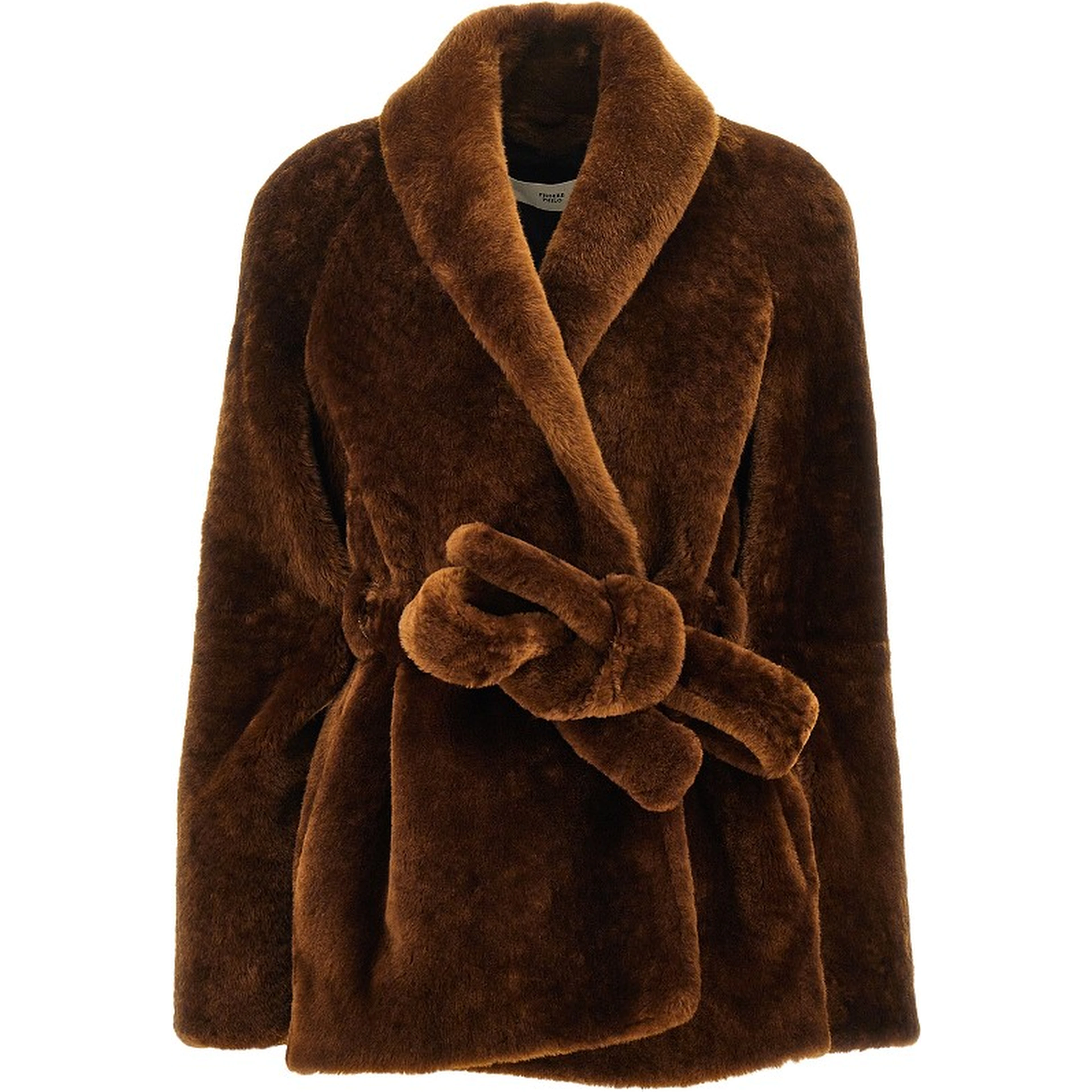 Fur belted robe jacket