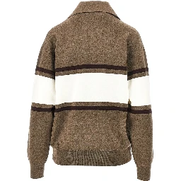 Wool open polo sweater
