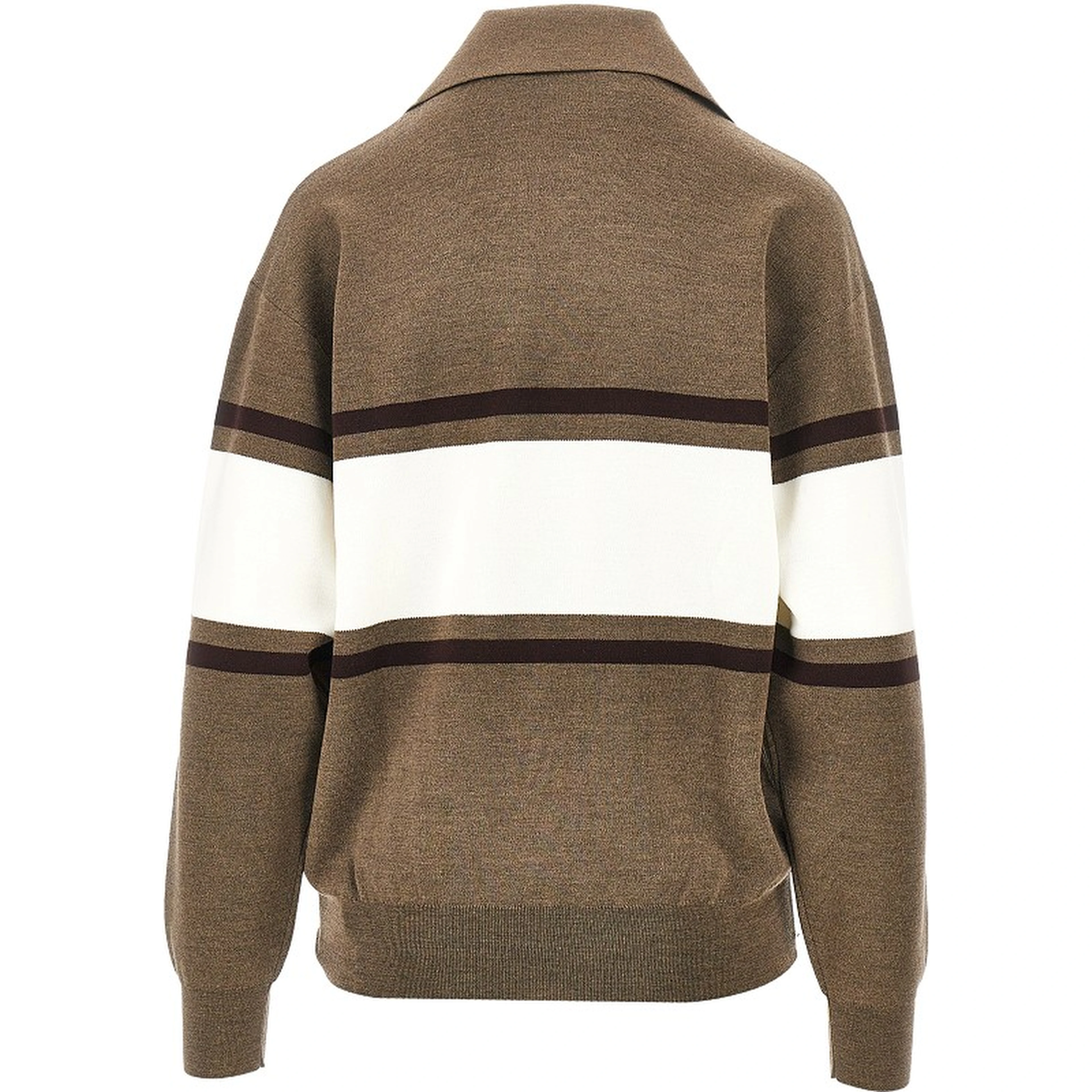 Wool open polo sweater